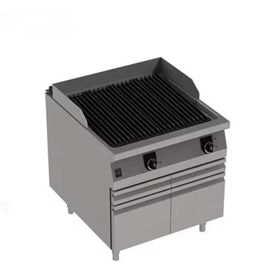 Parrilla de gas para barbacoa Lava Rock antracita con gabinete