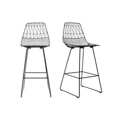 Taburetes altos de bar modernos de metal negro con respaldo